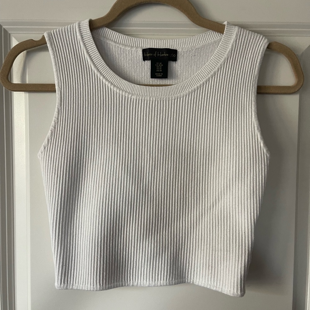 House of Harlow 1960 White Ribbed Crop Top